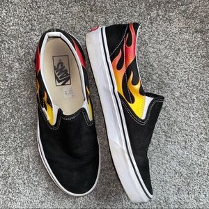 Slip on vans with flame 🔥